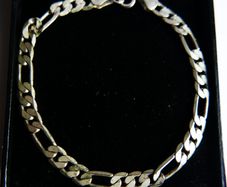 Vintage Sterling Silver 925 Figaro Link Bracelet Chain length 8" - 7,2g