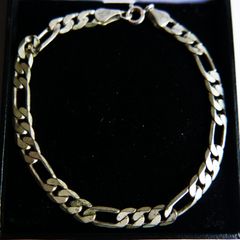 Vintage Sterling Silver 925 Figaro Link Bracelet Chain length 8" - 7,2g
