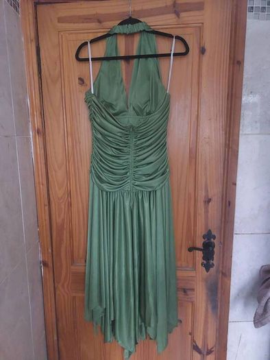 Linda Bernell lime green halterneck dress (free post)