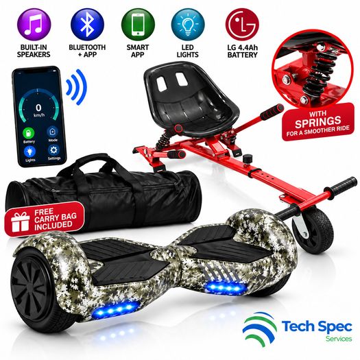 HELVEI 6.5 inch Camo Hoverboard and Hoverkart Bundle