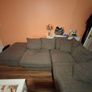 L couch, swivel love seat and large footstool Image 5