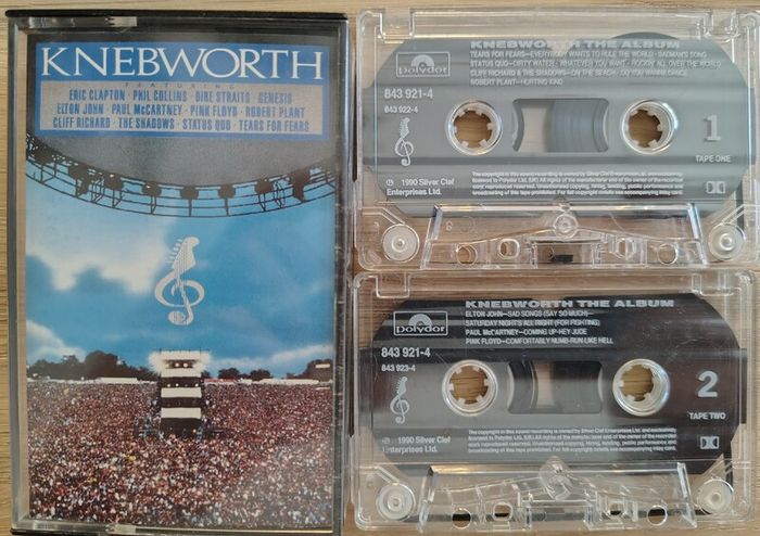 Various - Knebworth The Album 2 x Cassette Tape (1990) Pink Floyd, Dire Straits, Genesis etc EX+