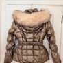 River Island Metallic Belted Puffer Coat with Faux Fur Hood - size UK 10 Image 4