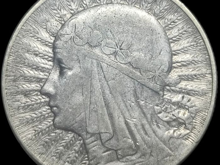 1934 Poland 5 Zloty "Head of Polonia" Silver Coin