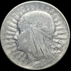 1934 Poland 5 Zloty "Head of Polonia" Silver Coin