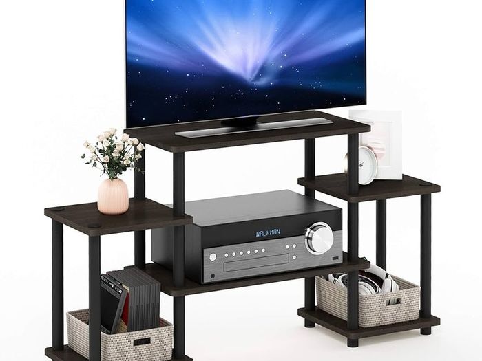 Turn-N-Tube No Tools Entertainment Center, TV Unit, TV Stands, Dark Brown/Black, 105.4 (W) x 58 (H) x 29.5 (D) cm