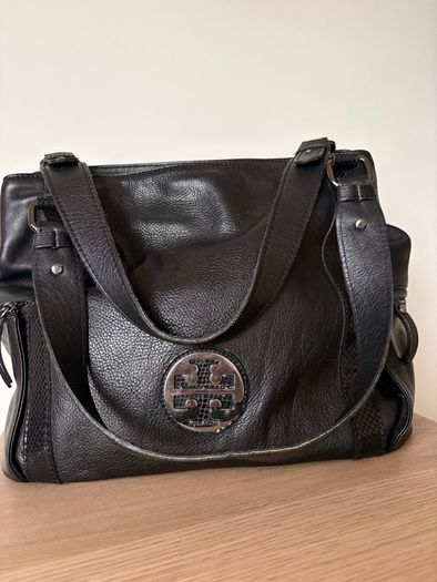 Large black leather bag