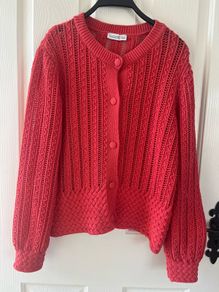 Coral Knit Cotton Cardigan from Gallery - Size Medium / Size 12 worn only once