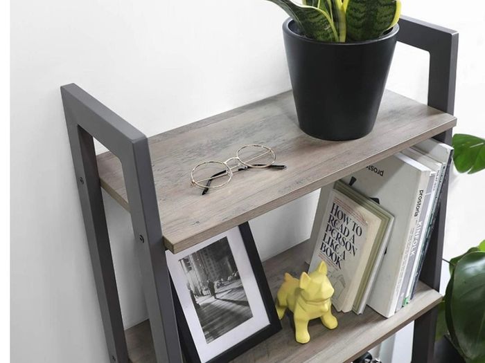 Ladder Shelf, 4-Tier Bookshelf, Free Standing Storage Shelves, Stable Metal Frame, in the Living Room Bedroom Kitchen or Balcony, Easy to Assemble, Industrial (FREE POSTAGE)