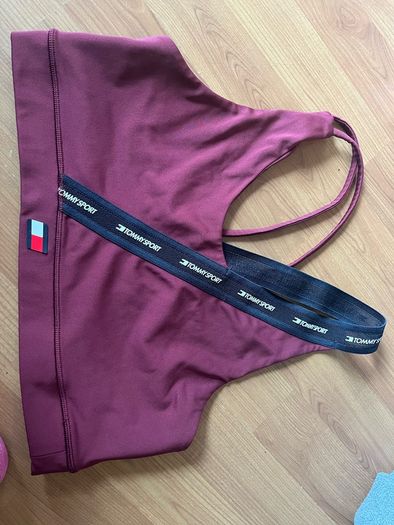 Tommy Hilfiger burgundy sports top crop top