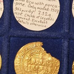 1507 Hammered French Gold Ecu with Porcupine, Louis XII.
