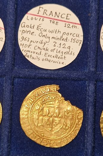 1507 Hammered French Gold Ecu with Porcupine, Louis XII.