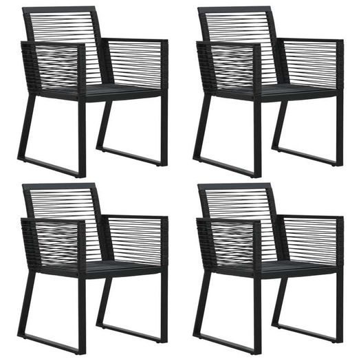 Garden Chairs 4 pcs Rope Rattan Black