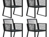 Garden Chairs 4 pcs Rope Rattan Black