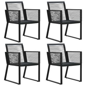 Garden Chairs 4 pcs Rope Rattan Black