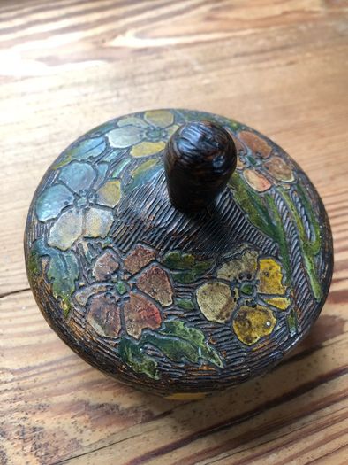 Vintage Handcrafted Wooden Trinket Box Decorative Carved Flowers