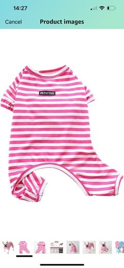 Dog Clothes,Dog Classic Striped Pajamas Soft Cotton Jumpsuit Pug French Bulldog Onesies Costume for Cats Puppy Small Medium Dogs(Pink,S,M)L