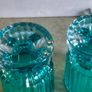 Double Sided Blue Ribbed Candlestick/Tealight Holders- Set of 2. Image 5