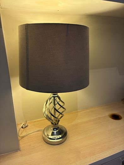 Stylish Chrome Table Lamp with Grey Shade