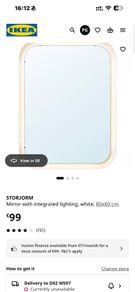IKEA STORJORM Mirror with integrated lighting, white, 8