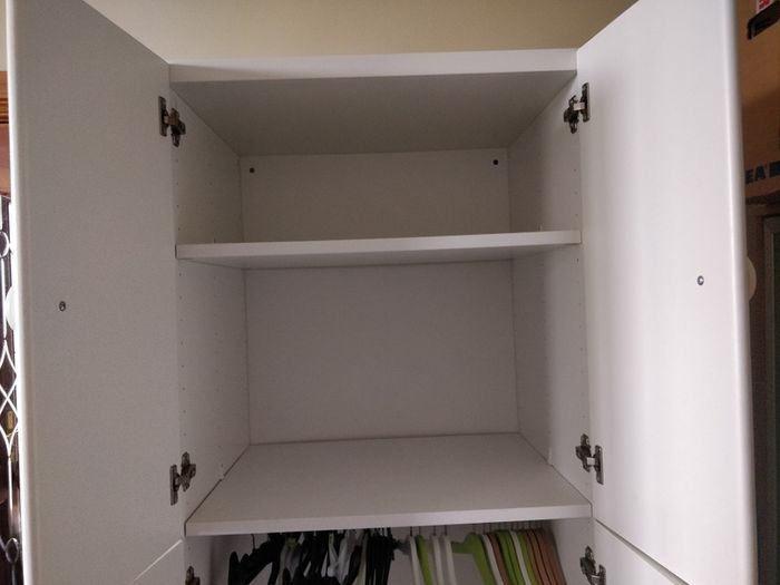 Wardrobe with 4 doors, white, with 1 clothes rail, 3 shelves