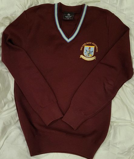 Gaelcholaiste Reachrann Wine V-neck Girls School Jumper (1st-3rd Year)