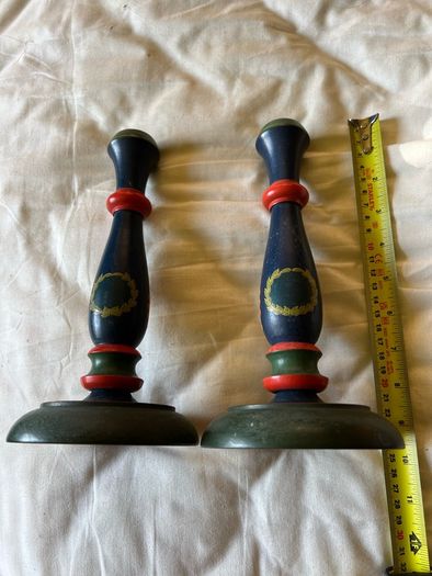 Vintage, Handpainted Hollo Muhely Hungarian Candlesticks