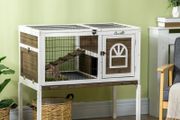 Wooden Rabbit Hutch, Guinea Pig Cage, with Removable Tray, Openable Roof