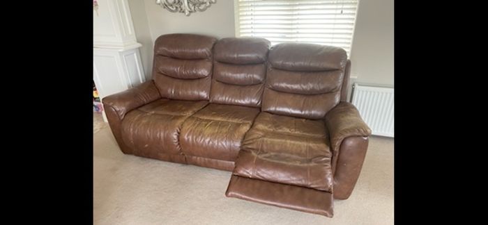 Tan Leather Recliner Suite  (Galway)