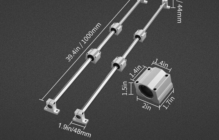 Linear Guide Rail Set, SFC16 1000mm, 2 PCS 39.4 in/1000 mm SFC16 Guide Rails 4 PCS SC16 Slide Blocks 4 PCS Rail Supports, Linear Rails and Bearings Kit for Automated Machines CNC DIY Project