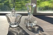 Pair of Vintage Crystal Perfume Bottles or Dressing Table Bottles