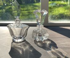 Pair of Vintage Crystal Perfume Bottles or Dressing Table Bottles