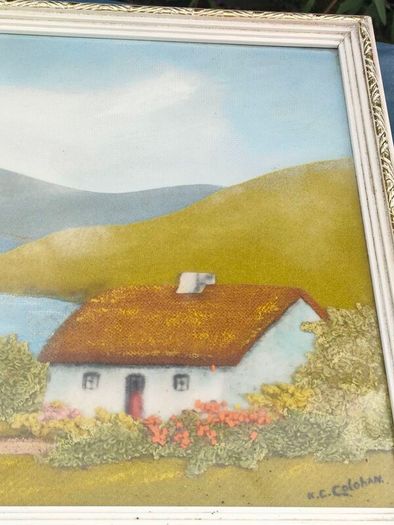 Irish tweed and oil on Board by K.C. Colohan