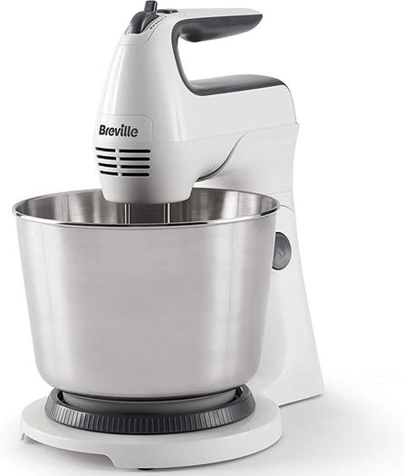 Classic Combo Stand and Hand Mixer | Electric Hand Whisk and Stand Food Mixer | 3.7 Litre Stainless Steel Bowl | Swivel Control, Whisk, Dough Hooks and Beaters (FREE POSTAGE)