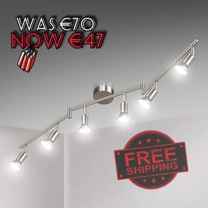 NEW SALE | LED Ceiling Light Rotatable, 6 Way LED Ceiling Spotlight, Matt Nickel & Swivelling Design, Including 6 X 4W GU10 LED Bulbs (450LM, Cool White 6000K),for Kitchen, Living Room, Bedroom