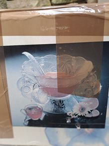Vintage 27 Piece Glass Punch Bowl Set Boxed