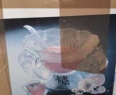Vintage 27 Piece Glass Punch Bowl Set Boxed