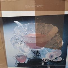 Vintage 27 Piece Glass Punch Bowl Set Boxed