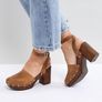 Tan Leather Clogs Image 3