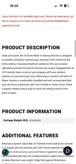 Folding rowing machine proform r600