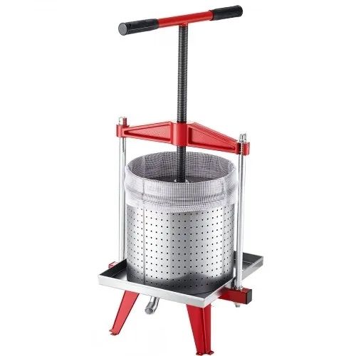Fruit Wine Press, 3.96Gal/15L, Stainless Steel Manual Juice Maker, Heavy Duty T-Shaped Handle & Cross-beam for Cider Apple Grape Vegetable Press, with 2 Filter Bags, for Kitchen Home Brewing