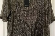 Cortefiel Black/Gold/silver metallic thread top BNWT