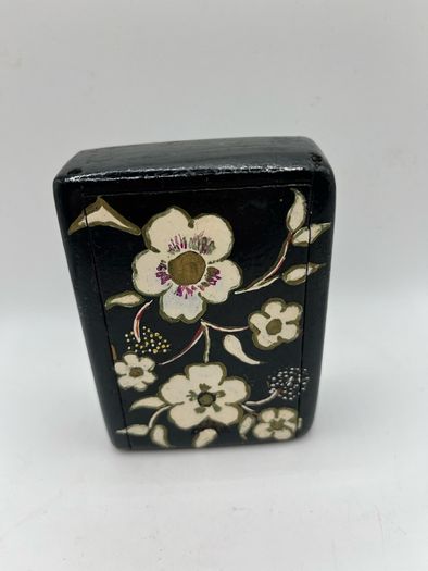 Vintage Hand-Painted Kashmiri Lacquer Sliding Trinket Box