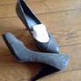 Oasis Grey leather& suede court shoes Image 2