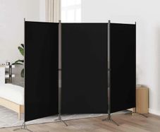 3-Panel Room Divider Black 260x180 cm