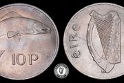 [#2392] - Ireland 1969 | Irish 10p | 10 Pence | Salmon | KM.23 | TONED