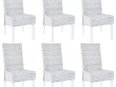 Dining Chairs 6 pcs Grey Kubu Rattan and Mango Wood