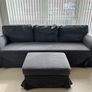 Ikea 3 seater sofa bed and footstool and covers Image 2