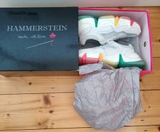 Hammerstein White Chunky Trainers with Multicolour Sole - Size 40
