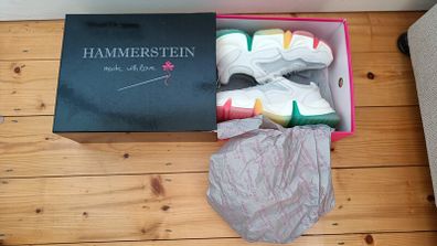 Hammerstein White Chunky Trainers with Multicolour Sole - Size 40